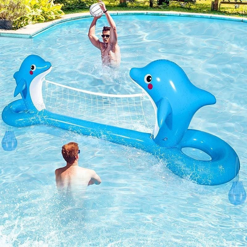 in stock PVC Water Inflatable Dolphin Volleyball Rack Basketball Rack Adult Children Water Play Water Fun Game Volleyball