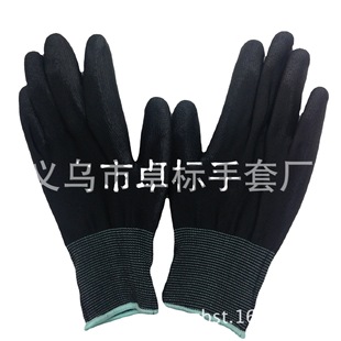 18-pin anti-static sapphire blue black PU coating coated palm dipping protective wear-resistant Labor gloves