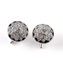 速卖通Amazon新款圆形镶钻水晶袖扣 时尚花瓣男式款衬衫cufflinks