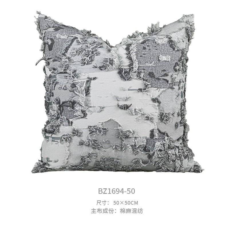 侘寂风中古风抱枕靠垫民宿样板间复古沙发椅子靠枕靠背棉麻剪花|undefined