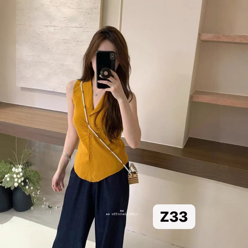 Summer new style Korean lapel design vest knitted small shirt women's fashion temperament casual high-end factory wholesale