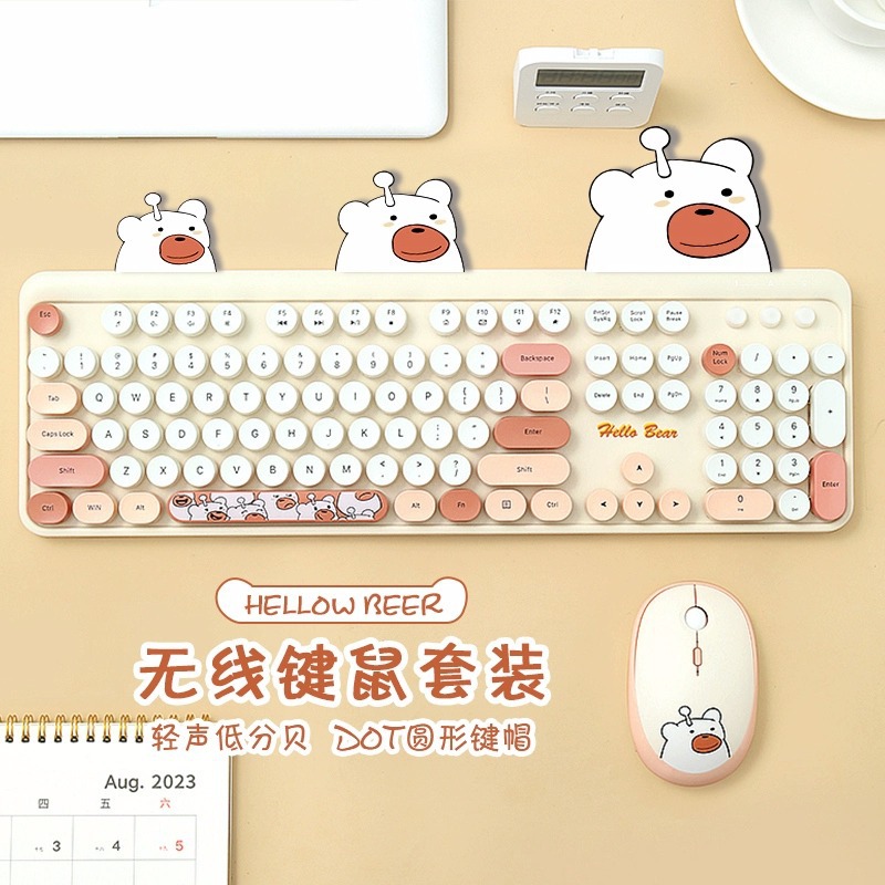 Ferris Hand Suspended Keycap Wireless Keyboard Mouse Set Girls Office High-Looking Cute Laptop