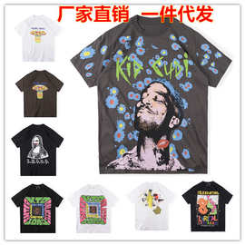 22FW 嘻哈侃爷卡迪同款 Kiss Tee 满花人像印男女短袖T恤