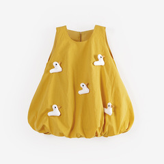 女童夏裝背心裙2024新款吊帶裙子夏季純棉兒童連衣裙寶寶周歲禮服