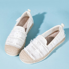 渔夫鞋女2025新款夏季平底布鞋网面蕾丝透气一脚蹬女鞋孕妇休闲鞋