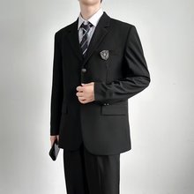 韩版潮流高校西装三粒扣黑西服外套秋季新款简约气质潮流男生款