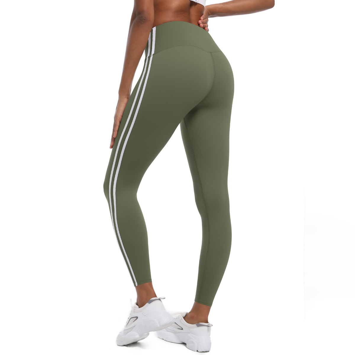 210g Weight Sleeveless Sleeve Length Nylon Fabric Type Short Top Length Leggings Pants Type Running, Sports Occasion Collarless Neckline Stripe Pattern Side Stripe Design Fitness, Sport Style Style Fitness Sport Style Stripe Nylon Collarless Side Stripe Active Bottoms Leggings 63