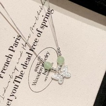 复古仿和田玉蝴蝶项链女新中式国风小众设计轻奢精致高级感锁骨链