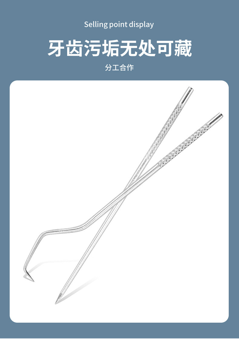 Stainless steel tooth cleaning set, portable