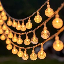 LED太阳能户外灯串透明气泡球灯圣诞节露营天幕氛围布置装饰灯串