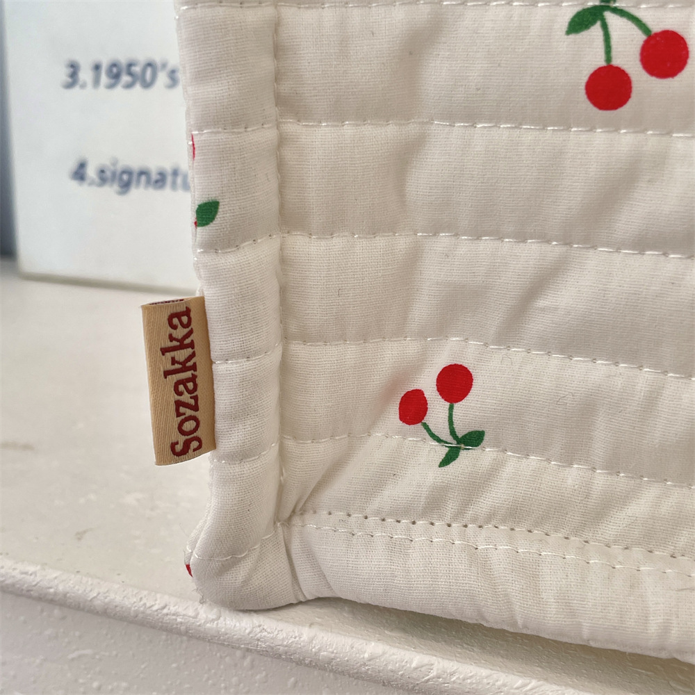 124g Weight Storage Basket Storage & Cleaning 1 Piece Quantity Polyester Material Cherry Pattern Cute Style Cute Cherry Polyester Storage Basket 9