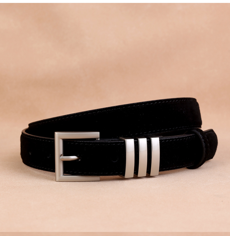Belt Classification Simple Style Solid Color Alloy Cow Suede Leather Plating Women's Leather Belts