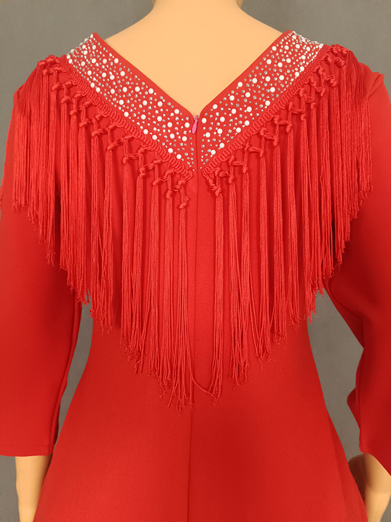 GraceChic Elegantes, figurbetontes, afrikanisches Plus-Size-Quastenkleid im europäischen und amerikanischen Stil für Damen, ideal für Pendler, 0010_voghion.com