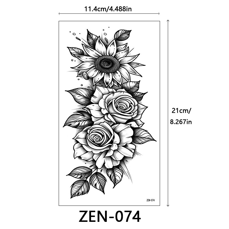 新品跨境 ZEN小全臂纹身贴半臂纹身贴动物花朵万圣节纹身贴tattoo|undefined