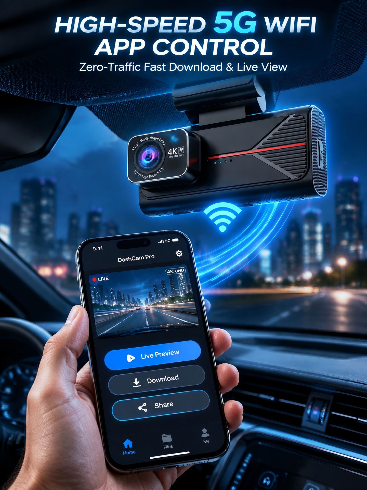 New cross-border dual 4K front and rear recording, Wi-Fi connectivity, GPS tracking, ADAS, and high-definition dashcam with BSD