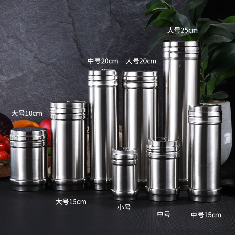 Stainless Steel Seasoning Jar Commercial Large Non-Magnetic Barbecue Seasoning Bottle Barbecue Tools Seasoning Bottle Sesame Cumin Bottle