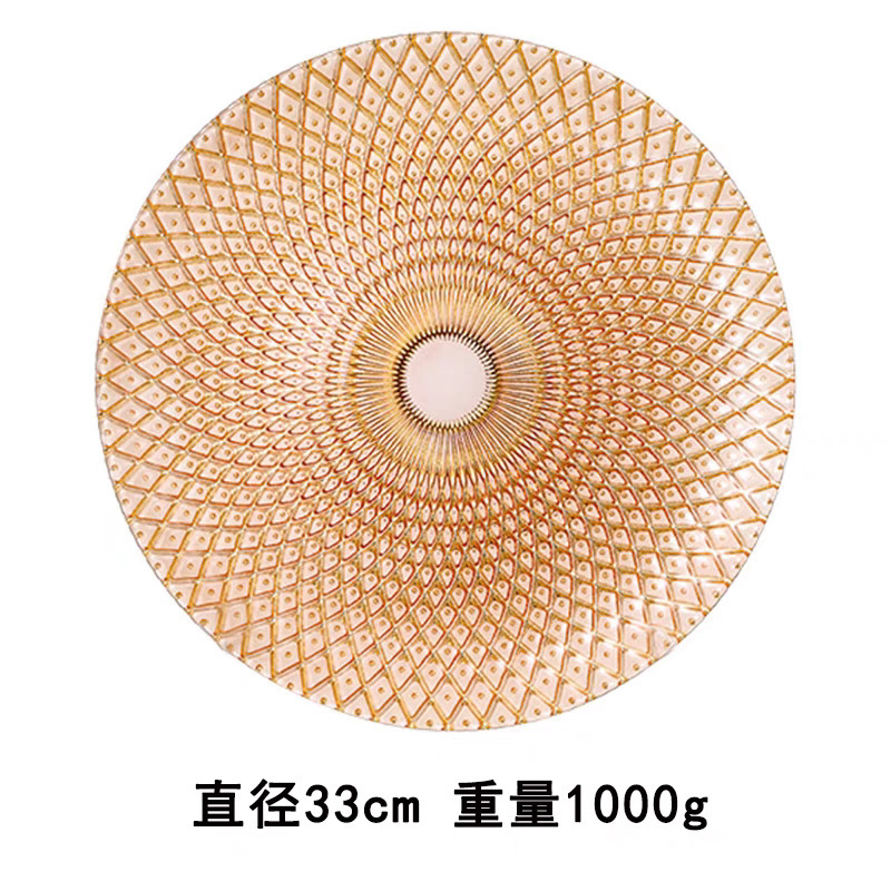 客間の新しいメッシュ皿金色孔雀盤ホテルレストラン皿ステーキ朝食皿パイナップルガラス皿|undefined