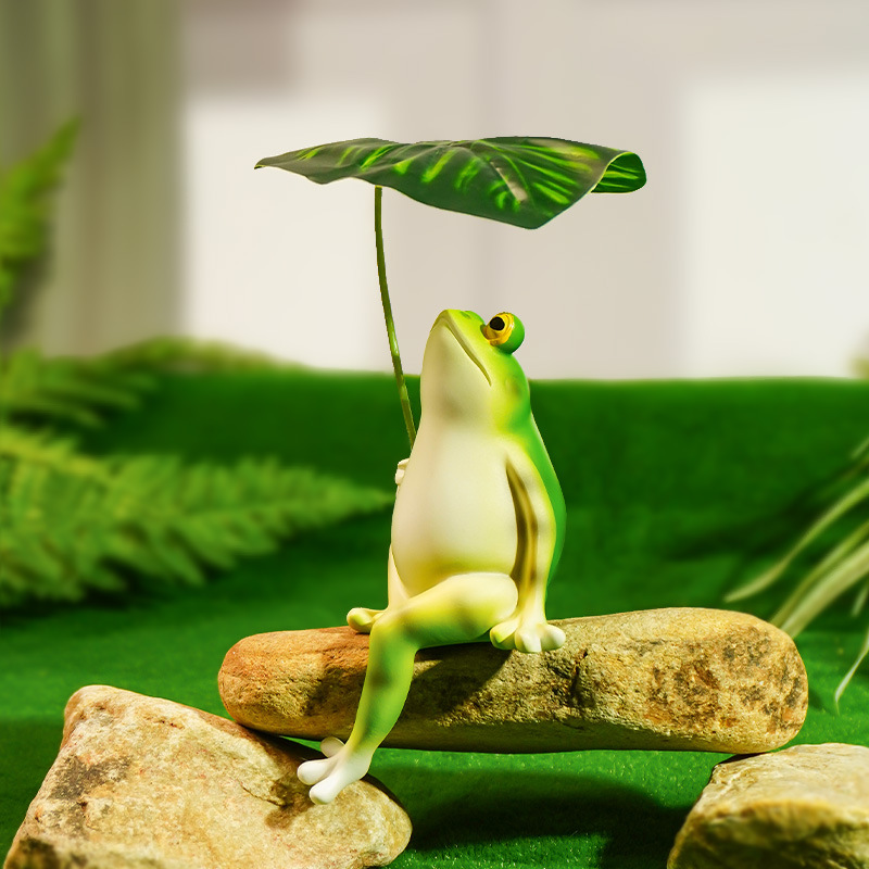 Simulación de adornos de rana estanque de peces pecera micro paisaje hojas para disfrutar del diseño fresco paisaje hogar balcón patio artesanía