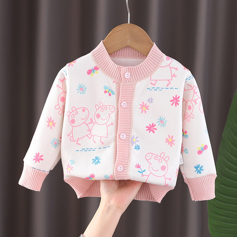 Baby Outwears for Boys and Girls, Knitted Cardigans and Velvet Autumn Outerwear, Kidsren's Sweaters, Autumn and Winter Outwears, Drop Shipping