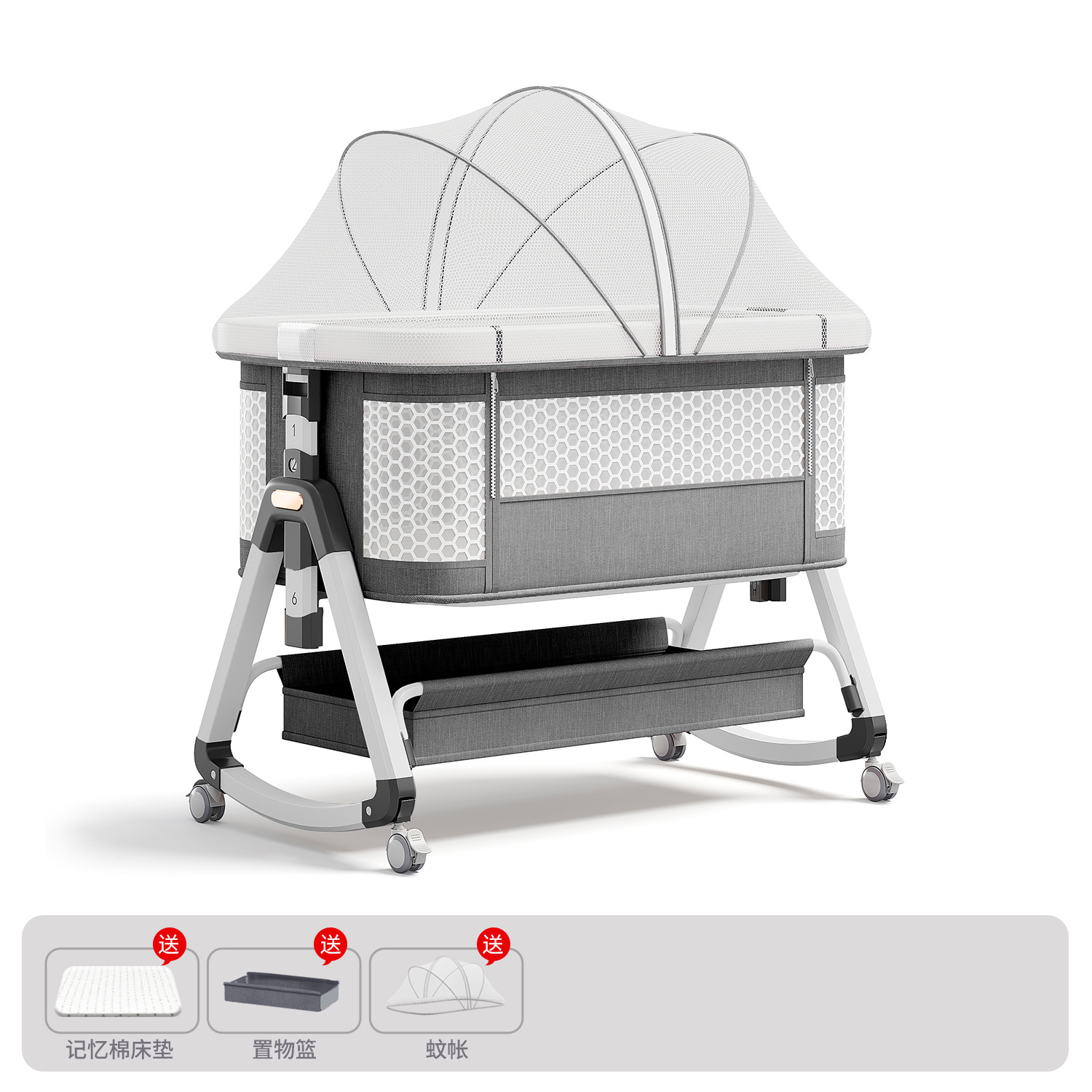 Cama para bebés, campana móvil, cuna, cama plegable portátil multifuncional, cama BB para recién nacidos, cama de empalme grande