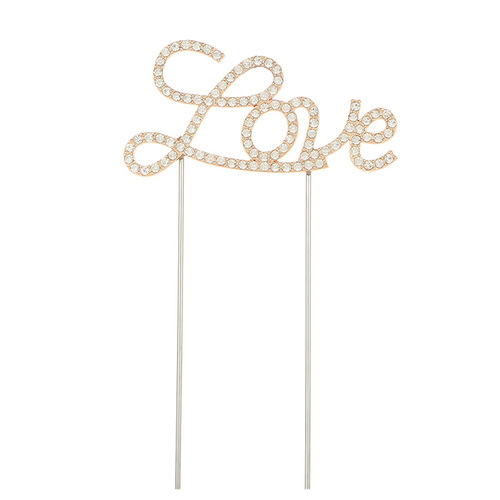 Valentine's Day cake insert love metal crystal birthday cake insert wedding alloy letter cake stand decoration