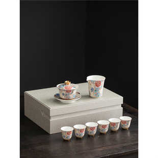 Handmade Cloth Silk Silver Sancai Cover Bowl Large Enamel Tea Bowl Kung Fu Tea Set Tea Maker Chinese Style Cover Bowl Cup for Tea