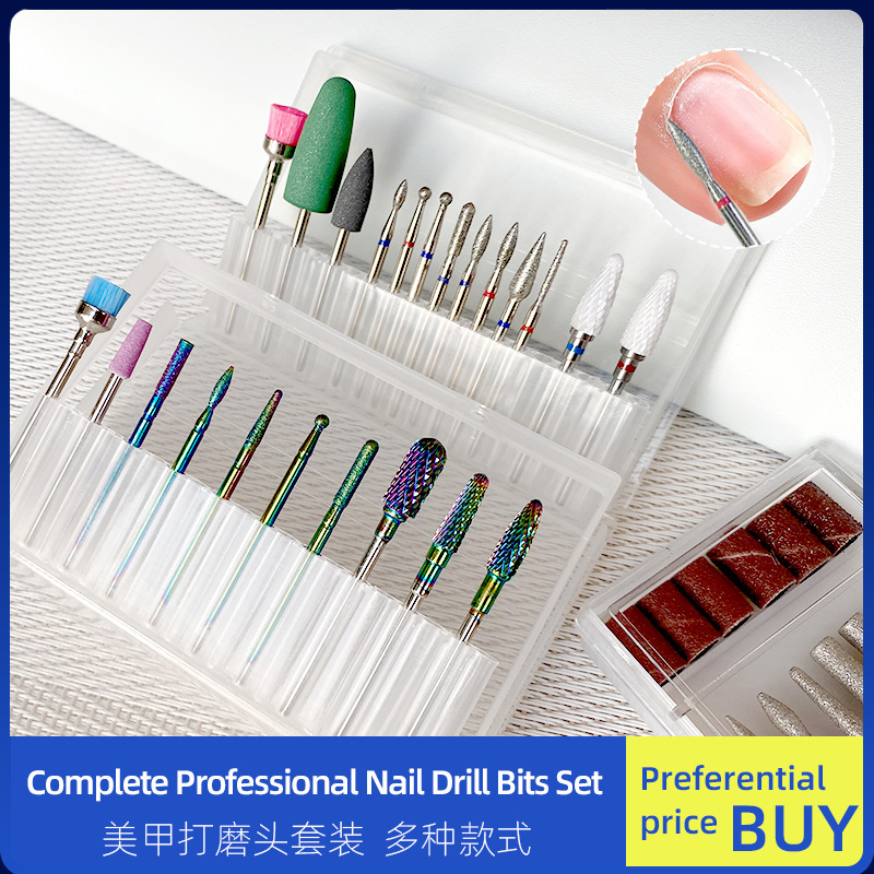 Tungsten Steel Manicure Polishing Head Set Box Ceramic Grinding Head to Remove Dead Skin Polishing Pre-Processing Nail Removal Grinding Head Manicure Tool Tungsten Steel Manicure Polishing Head Set Box Ceramic Grinding Head to Remove Dead Skin Polishing Pre-Processing Nail Removal Grinding Head Manicure Tool