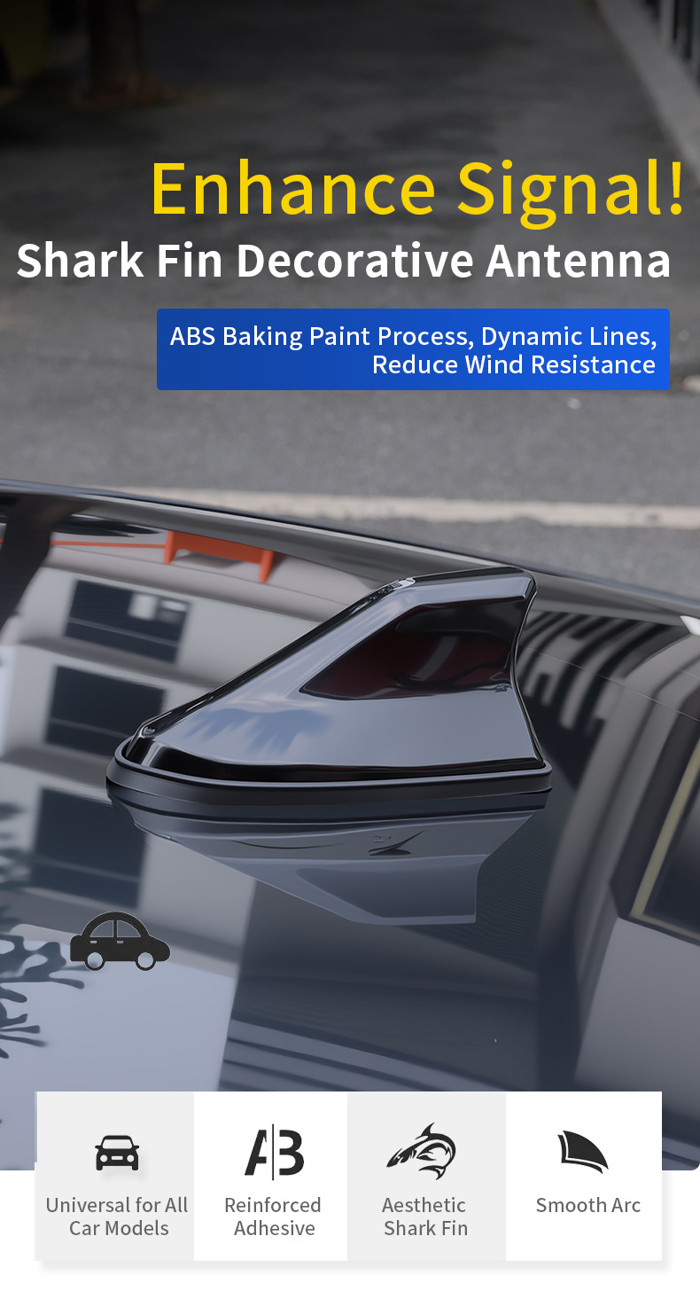 Factory new modified shark fin antenna with radio receiver, car roof decoration, signal booster, front-mounted car antenna