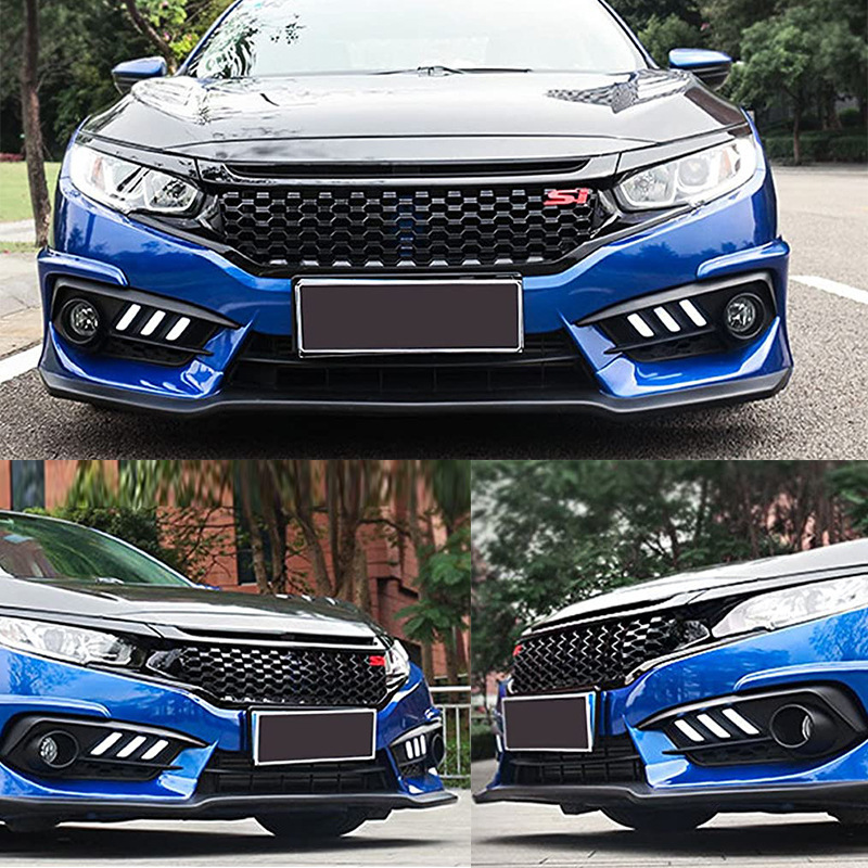 Aplicable a Honda 16 - 18 modelo 10 / 10 Civic modificado red de laca de panal de abeja GeShan piano negro cara delantera