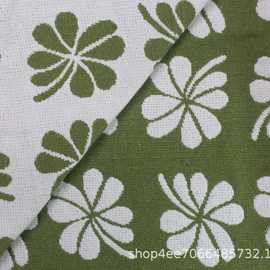 色织棉麻棉线编织布料厂家直供梳棉提花面料坐凳桌旗面料双面AB面