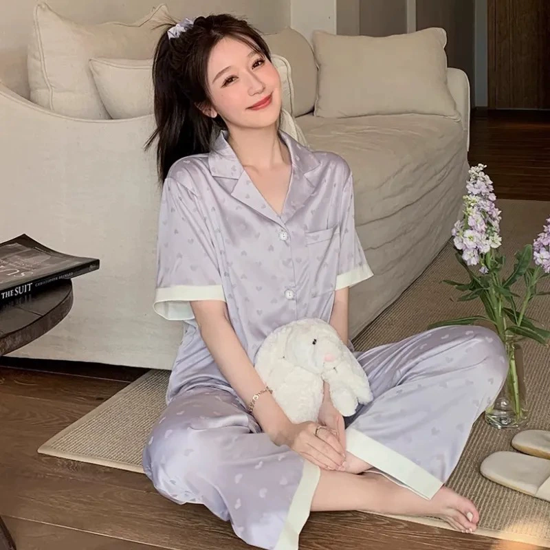 Интернет-красный таро фиолетовый мороженое пижама женский 2025 новый летний новый любовный свежий костюм