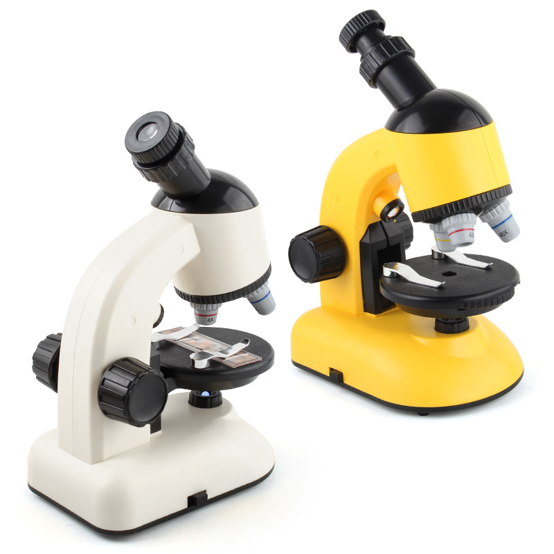 Actualizado microscopio óptico de los niños juguete cabeza giratoria HD 1200 veces Escuela Primaria Bioquímica ciencia y educación traje
