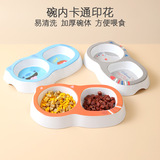 Spot оптовая одежда Pippi Pet Cat Cat Belle Cat Curtened Cartoon Bound Pet Double Bowl Dog Bowl