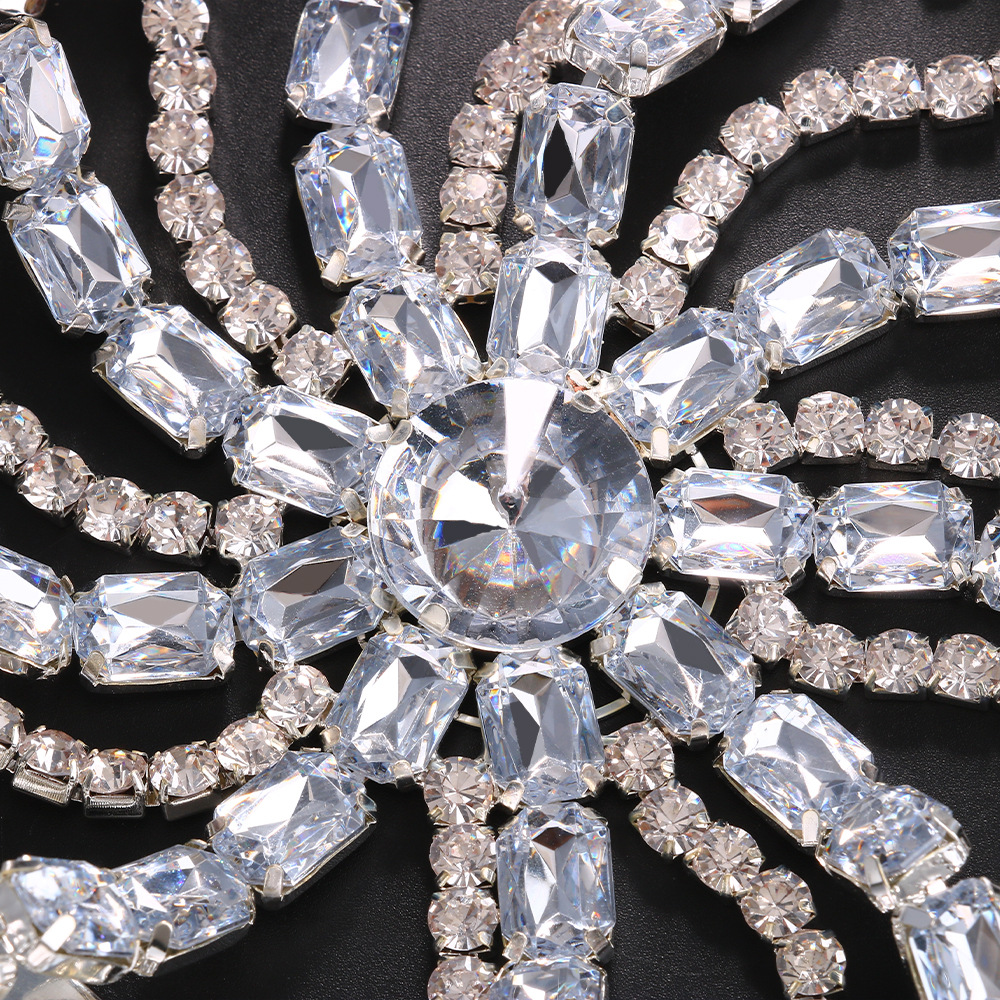 Moda Grande Diamante Copricapo Personalità Esagerato Strass Accessori per Capelli Catena per Capelli Accessori Donna Fascia per Capelli_voghion.com