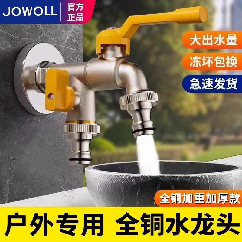Anti-Freeze Faucet for Outdoor Use, All-Copper, One Inlet and Two Outlets, Courtyard Washing Machine, Northeast Double Outlet Outdoor Faucet, Dual Control