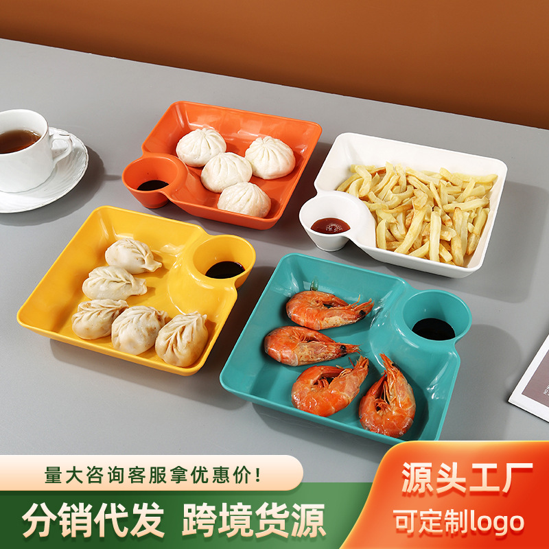 跨境塑料PP饺子盘加厚日式零食盘可进微波炉加热创意家用甜品小吃