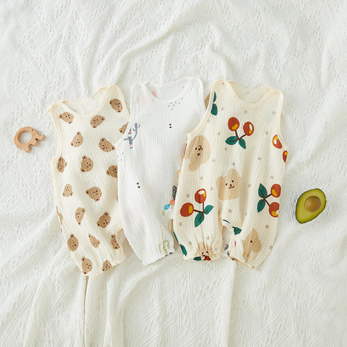Infant belly band package, nappy shirt, gauze cotton vest, summer thin, unisex baby sleeveless onesie, crawling suit