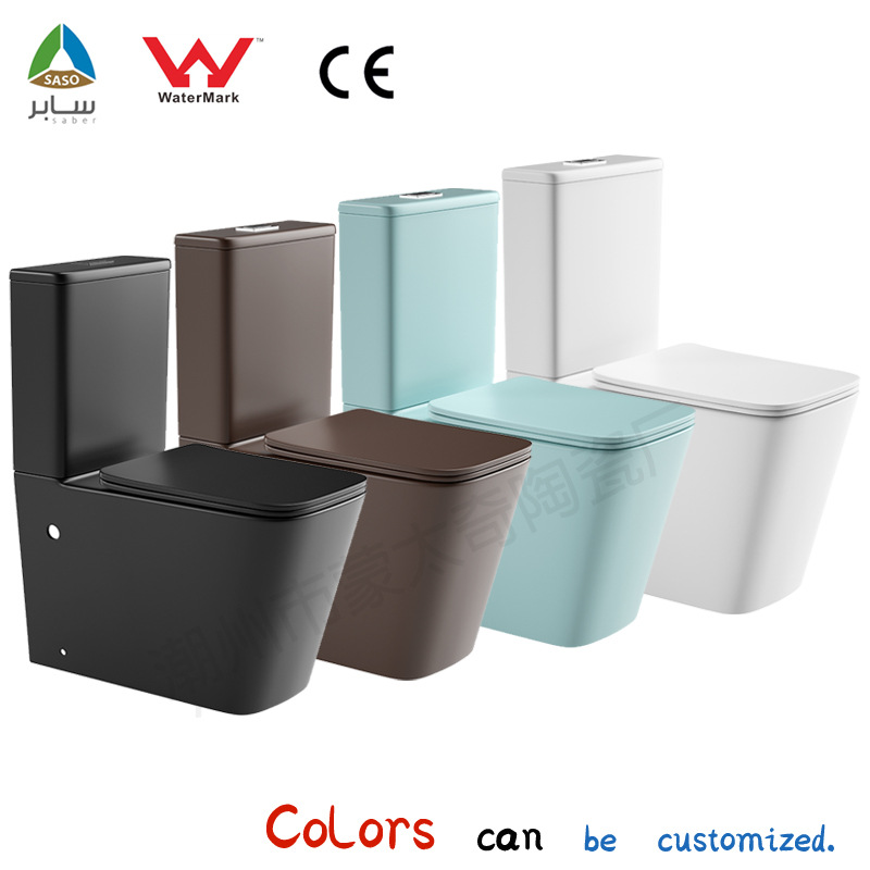 Inodoro negro Australia villa certificado WaterMark proyecto de hotel inodoro dividido directo negro mate
