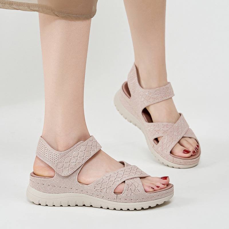 L1902 - 4 Amazon Europa y los Estados Unidos sandalias deportivas casuales nuevas 2025 Velcro hueco zapatos casuales de mujer