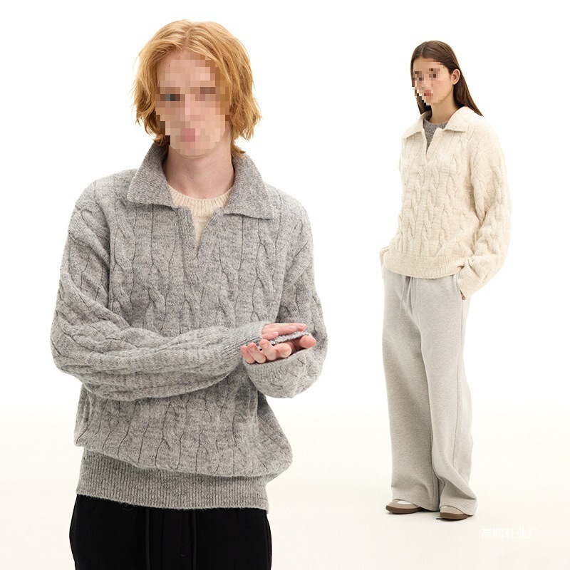 UNF heavyweight boxy loose wool fleece comfortable soft knit sweater American casual style for men and women autumn and winter UNF heavyweight boxy loose wool fleece comfortable soft knit sweater American casual style for men and women autumn and winter