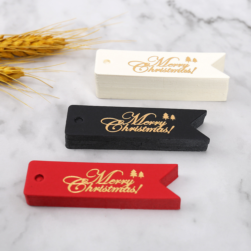 215圣诞节吊牌2023新款礼品标签挂牌烫金小燕尾现货批发圣诞卡片