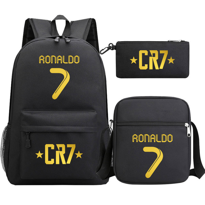 Cross-border Football Sports Star Printing Youth student schoolbag three-piece men's and women's backpack suit Cross-border Football Sports Star Printing Youth student schoolbag three-piece men's and women's backpack suit
