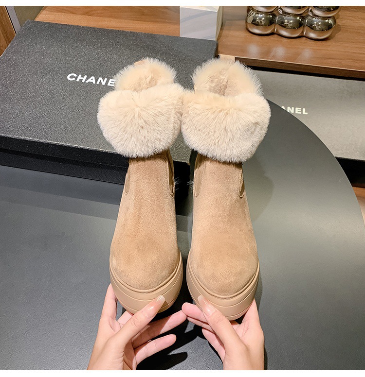 Boot nữ cổ cao lót lông cừu ấm áp, đế bệt gót nhọn, khóa thắt lưng — màu đen chi tiết 22