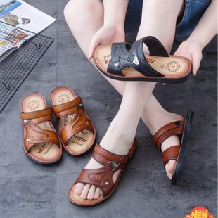 Summer New Men's Simple and Fashionable Middle-aged Men's Lazy Sandals for Work with Size 45 Indoor and Outdoor Sandals