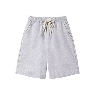 2024 Japanese-Style Trendy Brand Imitation Cotton Solid Color Men's Sports Jogging Loose Casual Trendy Straight Five-Point Shorts Summer