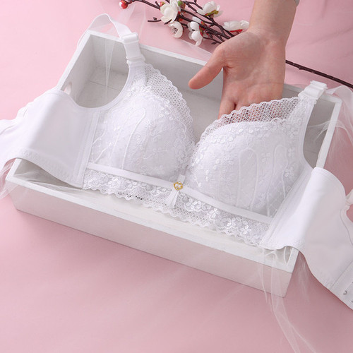 Spring soft underwear women's small bust push-up thin non-wired bralette for side breast support white skin tone female bra medium-thick