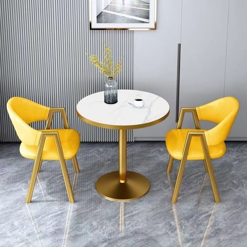 Stone Slab Dining Table, Milk Tea Shop, Coffee Shop, Western Restaurant, Hotel Small Round Table, Cafeteria, Fast Food Snack Bar, Bar Table