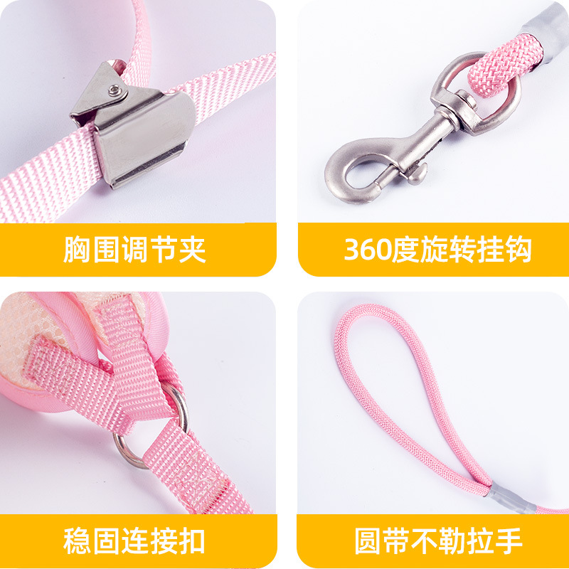 cuerda para perros pasear perros gato perros cuerda de tracción perros pequeño tipo chaleco anti- mordedura dibujos animados adorables mascotas productos de pecho y espalda