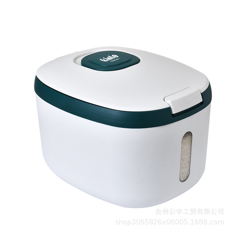 Suministro directo de fábrica de plástico sellado Cubo de arroz hogar a prueba de insectos a prueba de humedad cocina caja de arroz automático 20 L Cubo de arroz de plástico