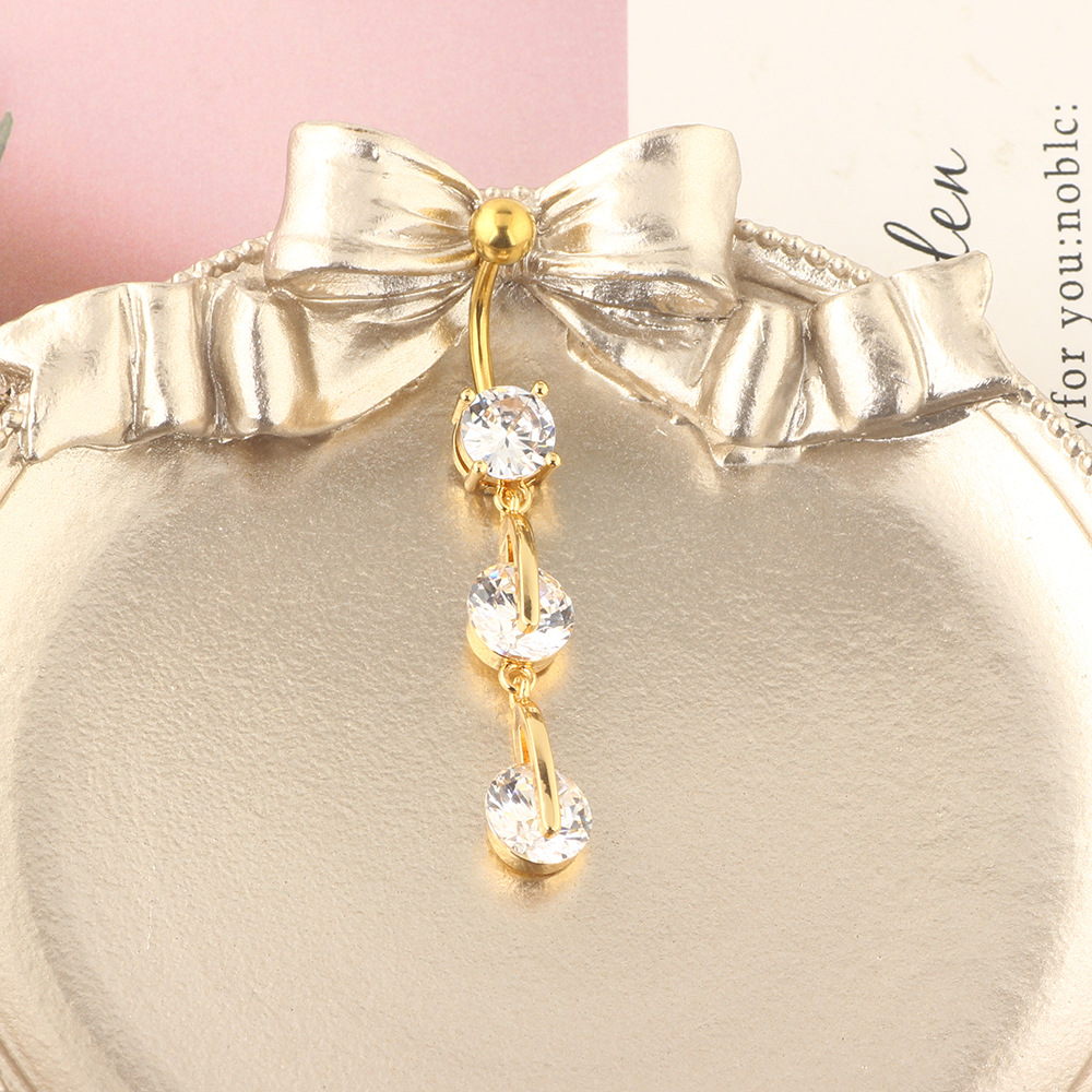 Cartoon Flower Love Zircon Navel Ring 316L Surgical Steel Belly Button Piercing Jewelry detail image 8
